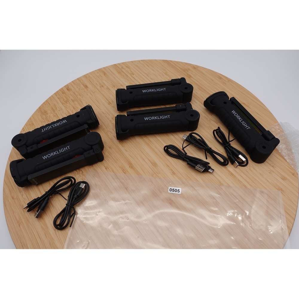 Rechargeable LED Worklight Magnetic Foldable Black USB Portable Light Lot Of 5